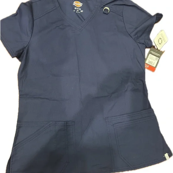 Woman's Dickies Navy Blue work Scrub Top NWT - Picture 2 of 4